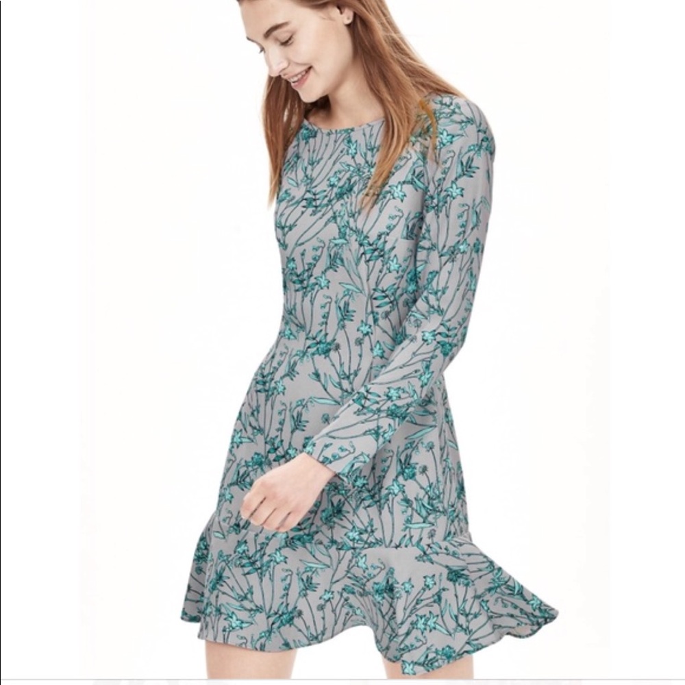 Banana Republic gray floral drop waist dress